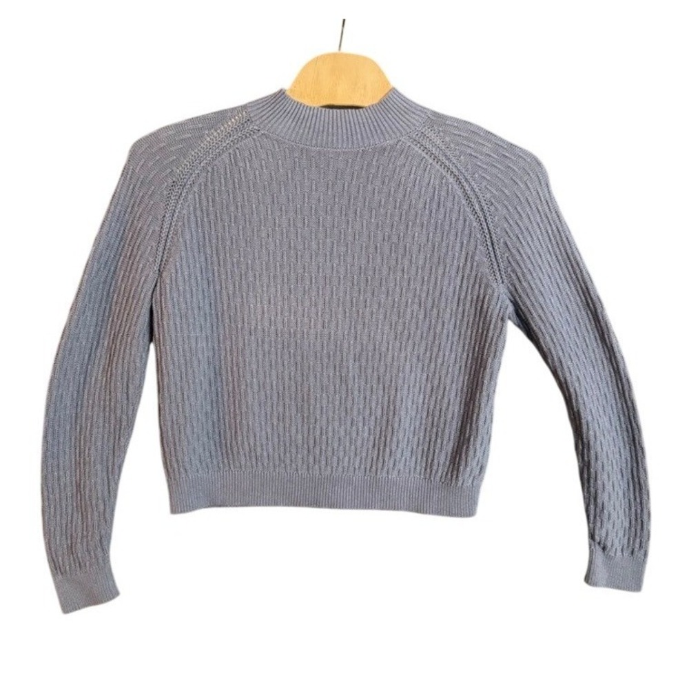 FatFace Blue Cotton Textured Knit Mock Neck Sweater USA 10 1FWA/FKTS/971011